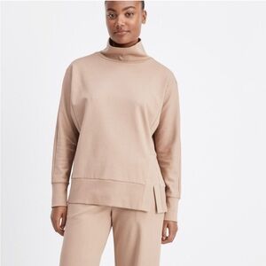 Haven Well Within Women's Mock Neck Pullover Side Slit Sweatshirt Cotton Large